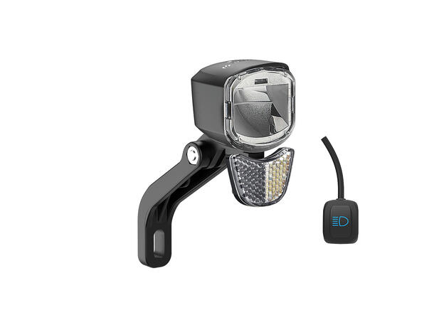 Litemove RX-E90 Frontlykt m/Refleks 400/200Lume, univ. gaffelfeste, m/bryter 