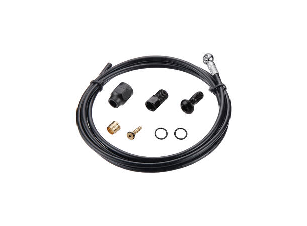 Tektro Skivebremseledning Banjo Sett 5.0 2000mm x 5.0mm, Sort, inkl. smådeler 