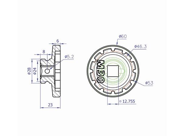 Ice Toolz M030 Kranklageravtager Ø53.0mm x 12, 1/2" pipe, M30 / Praxxis 