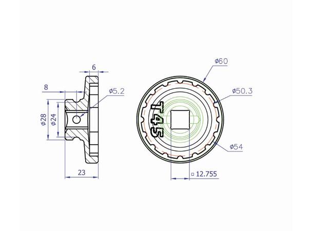Ice Toolz T045 Kranklageravtager Ø54.0mm x 16, 1/2" pipe, til bl.a T45 