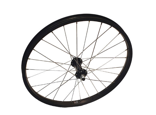 Forhjul 20"/406mm Alu Sort Enkel bunn, 100mm, fast aksling, mutter 