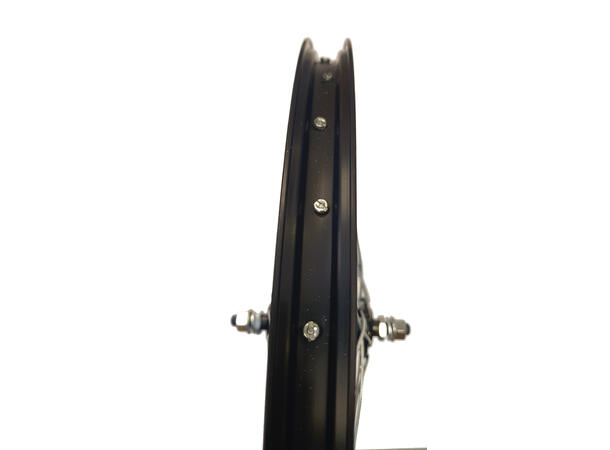 Forhjul 20"/406mm Alu Sort Enkel bunn, 100mm, fast aksling, mutter 