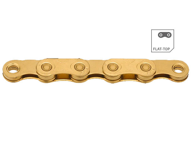 KMC X12 Flat Ti-N Go Waxed Kjede Gull 12-Delt, 126 ledd, 5.2mm 