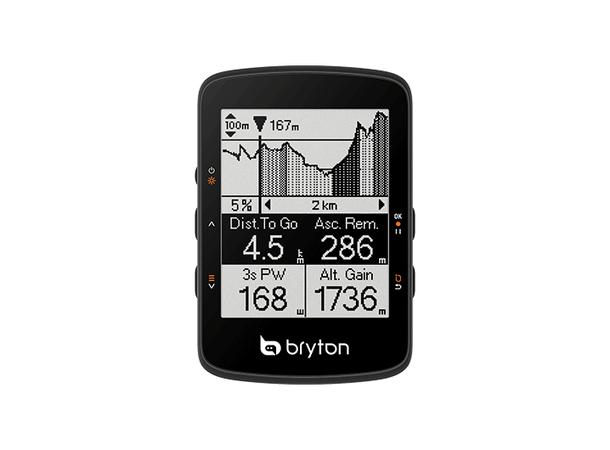 Bryton Rider 460 E GPS Computer 2.6" , Mono LCD skjerm, full GNSS, 58g 