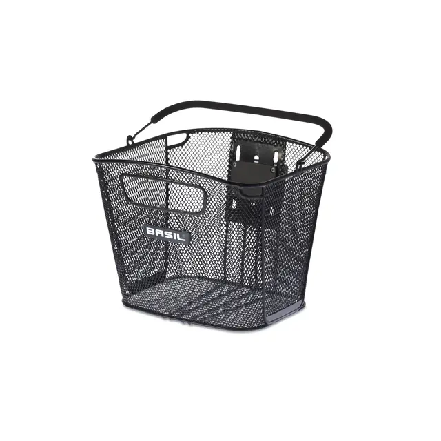 Basil Bold KF Kurv Front Sort, Stål, 16 ltr, ink KlickFix plate 