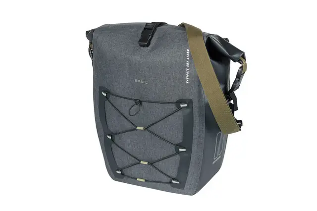 Basil Navigator MIK Studs Sideveske L Grå,31l,Vanntett IPX3,inkMIK-Studssystem 
