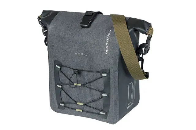 Basil Navigator MIK Studs Sideveske M Grå,15l,Vanntett IPX3,ink MIK-Studsystem 