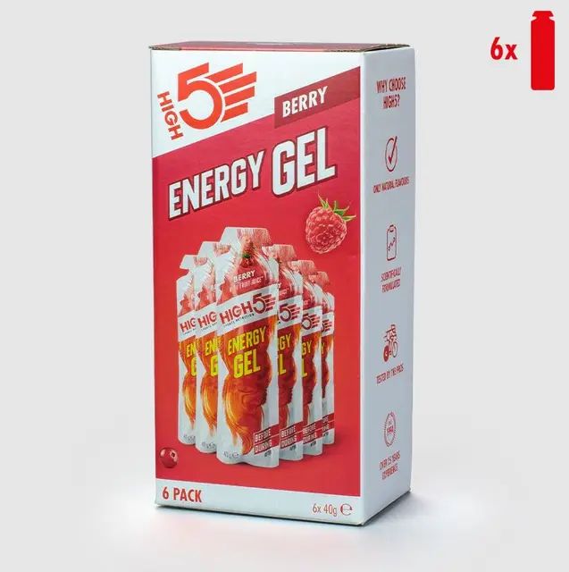 HIGH5 EnergyGel Bær 6pk, 40gr 