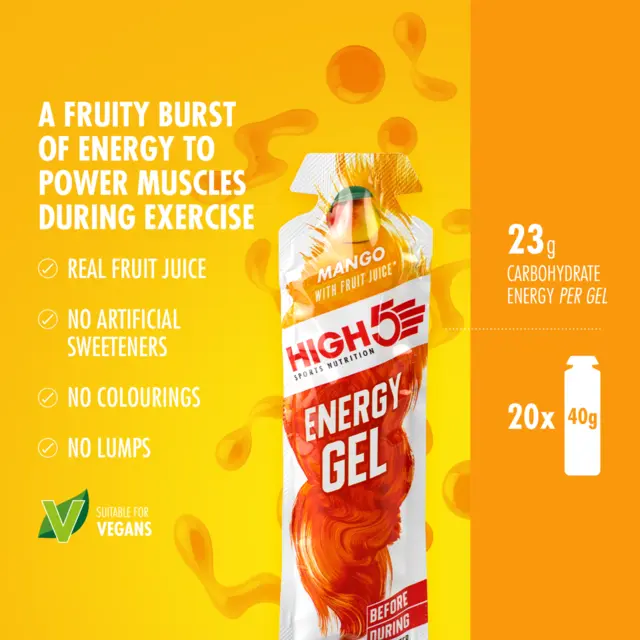 HIGH5 EnergyGel Mango 20pk, 40gr 