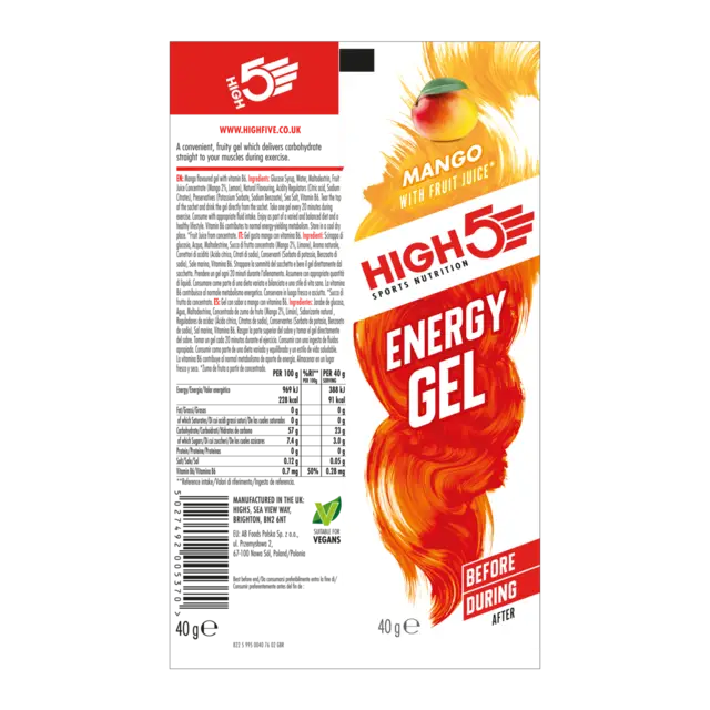 HIGH5 EnergyGel Mango 20pk, 40gr 