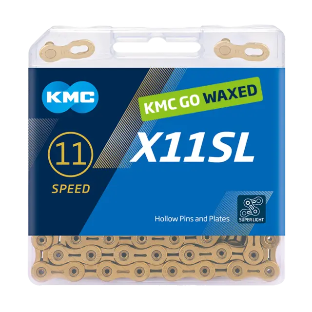 KMC X11SL Ti-N Go Waxed Kjede Gull 11-Delt, 118 ledd, 5.65mm 