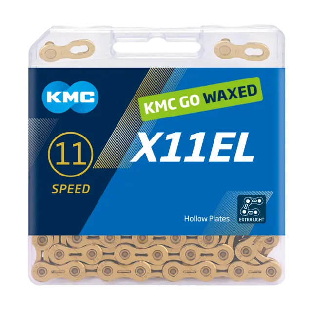 KMC X12 Flat Ti-N Go Waxed Kjede Gull 12/13-Delt, 126 ledd, 5.2mm 