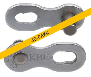 KMC MissingLink e1e8NR EPT Sølv Kjedelås Single, 7.3mm,40-Pakk verksted,Rustfritt