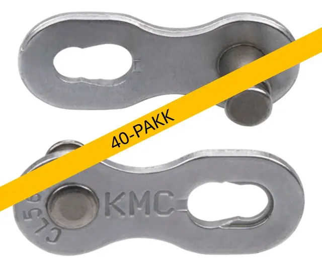 KMC MissingLink e1e8NR EPT Sølv Kjedelås Single, 7.3mm,40-Pakk verksted,Rustfritt 
