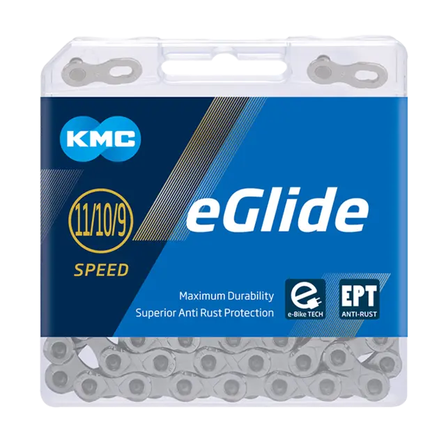 KMC eGlide EPT El-Sykkel Kjede Sølv 9-11-Delt, 132 ledd, Cues, Rustfritt 