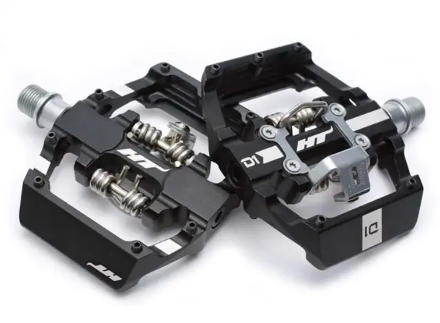 HT DUO D1 Kombipedaler Sort Alu, 5/9-pins, m/cleats, 388gr 