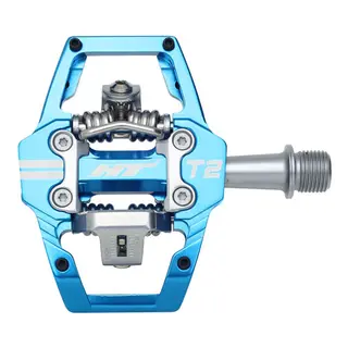 HT T2 Enduro Pedaler Blå Alu, 4-pins, m/cleats, 376gr