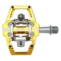 HT T2 Enduro Pedaler Gull Alu, 4-pins, m/cleats, 376gr