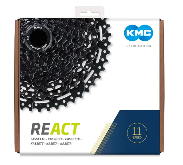 KMC REACT E-bike 11-Delt Kassett 11-42T, sort, Shimano kompatibel, stål 
