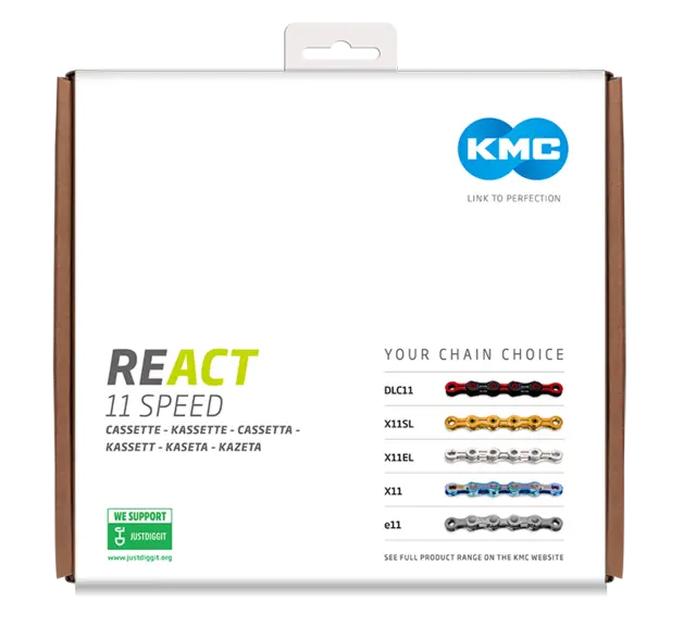 KMC REACT E-bike 11-Delt Kassett 11-42T, sort, Shimano kompatibel, stål 