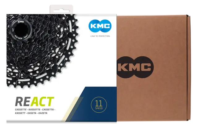 KMC REACT E-bike 11-Delt Kassett 11-42T, sort, Shimano kompatibel, stål 