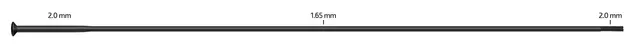 Sapim D-Light SP Sorte Eiker Straight Pull, 2.0/1.65/2.0, 100 pk 