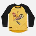 Kids Ride Shotgun MTB Trøye Lion S Gul, 6 år, vindtett front, lang arm