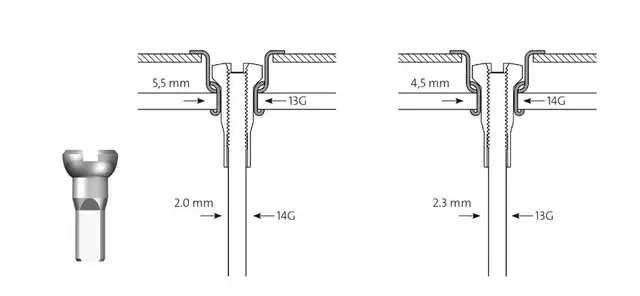 Sapim Reduction Sort Eikenipler Messing, 2.3x14mm, 4.5mm eikehull, 500pk 